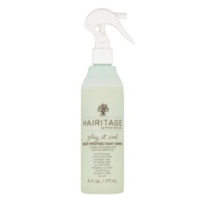 Hairitage Play It Cool Heat Protectant Spray – Up to 450 Degree Protection + Hydrates + Strengthens Hair – Leaves Hair Smooth + Shiny after Styling – For All Hair Types + Heated Styling Tools- 6 fl oz