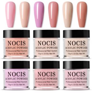 Layhou 6 Colors Nail Crystal Powder Set Acrylic Powder Kit Long-Lasting Nail Art Powder 10g*6 for Acrylic Nails Extension Carving
