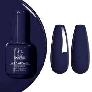 Beetles Gel Nail Polish 15 ml Midnight Navy Blue Solid Dark Blue Deep Color Soak Off LED UV Lamp DIY Decoration Manicure Art Design Salon at Home Gel Nail Gifts for Her
