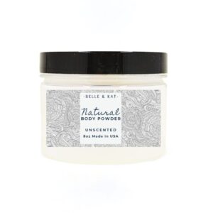 Body Powder for Women & Men, Unscented Fragrance-Free, Dusting Powder, Bath Powder, All Natural, Talc Free 8oz Container, Made in USA