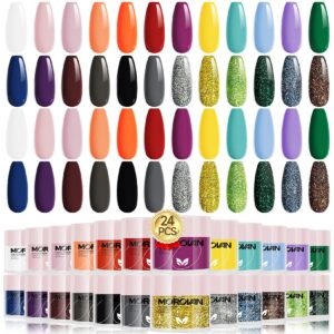 Morovan Acrylic Powder Set – 24 Colors Acrylic Powder Coloed Glitter Acrylic Nail Powder Professional Polymer Acrylic Powder for Acrylic Nail Extension Carving