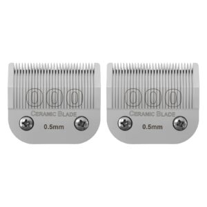 000 Detachable Replacement Ceramic Blades Set,Cut Length 1/50-Inch（0.5MM）,compatible with Andis/oster Classic 76/Star-Teq/Power-Teq/A5 Clipper (2 Pack)