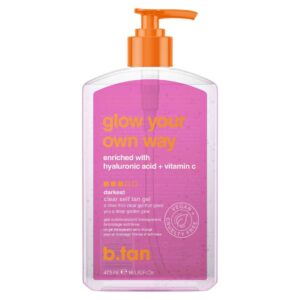 b.tan Clear Self Tan Gel | Glow Your Own Way – Best Transfer-Resistant, Quick, Self Tanning Gel, Vegan, Cruelty Free Self Tanner, 16 Fl Oz