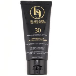 BLACK GIRL SUNSCREEN – Face & Body Moisturizing Sunscreen Lotion SPF 30, No White-Residue for Melanin Rich Skin (2 Fl. Oz.)