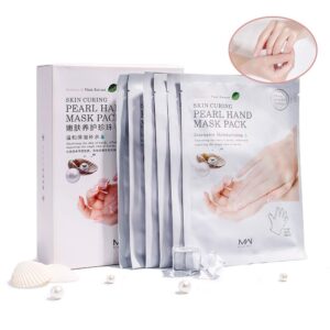 FMS Moisturizing Whitening Hand Mask Gloves> Care Mask for Smoothing Dry Skin Hands with Feature of nourishing> Repairing Rough Skin> Exfoliating Hand Peeling> 6 packs &12 Fixed Stickers