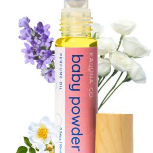 Baby Powder Pure Essential and Fragrance Oil Perfume Roll On with Pure Organic Jojoba Oil, Alcohol Free, Handmade in California