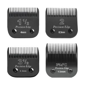 4 Pcs Professional Detachable Replacement Stainless steel knife set,compatible with Andis AGC,BDC,BGC,MBG Series,oster Classic 76/Star-Teq/Power-Teq Clippers，Cut Length 5/32-Inch to 1/2-Inch