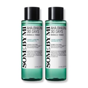 SOME BY MI AHA BHA PHA 30 Days Miracle Toner – Pack of 2 – Korean Salicylic Acid Exfoliating Face Toner for All Skin Types – Daily Pore Care & Oil Control with 2% Niacinamide – Korean Skin Care