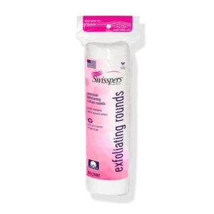 Swisspers Premium Exfoliating Rounds, 2 Distinct Raised Textured Surface, Cotton Facial Pads, 80 Count Re-closable Bag