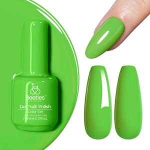 Beetles Green Gel Nail Polish, 15ml Forest Green Lime Spring Summer Color Gel Polish Solid Color Soak Off LED UV Manicure Art Design Salon at Home DIY