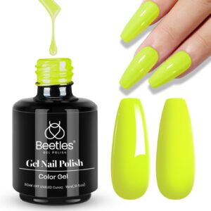 Beetles Gel Nail Polish,15ml Bright Neon Green Lemon Yellow Gel Nail Polish Spring Summer Gel Soak Off UV LED Nail Polish Diy Manicure Gifts for Women Girls