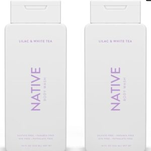 Native Body Wash Contains Naturally Derived Ingredients | For Women & Men, Sulfate, Paraben, & Dye Free Leaving Skin Soft and Hydrating | Lilac & White Tea 18 oz – 2 Pk
