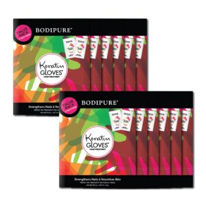 BODIPURE Double Value 12 Pack Professional Keratin Gloves for Nail Strengthening – Softening and Hydrating Dry Hands – Anti-Aging and Moisturizing Hand Therapy for Women and Men (24 Pairs)