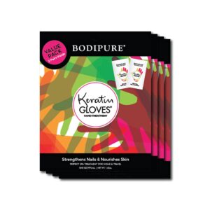 BODIPURE 4 Pack Keratin Gloves Double Value for Nourishing> Soothing and Repairing Dry Hands – Moisturizing Gloves Therapy for Dry> Cracked Aging Hands for Women Men (8 Hand Gloves Pairs)