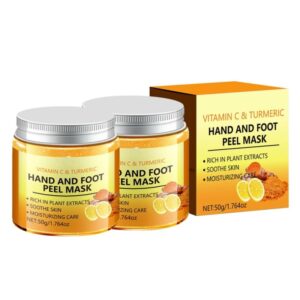 Hydrating Peel Off Hand Wax Mask>Vitamin C & Turmeric Hand and Foot Peel Mask>Nourishing Exfoliating Repair Dry Rough Cracked Skin Hands Care>Peeling Mask for Men & Women (2pcs)
