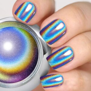 PrettyDiva Holographic Nail Powders – Unicorn Chrome Nail Powder> Hologram Iridescent Nail Pigment> Top Grade Rainbow Glitter Holo Laser Powders for Nails Manicure Pigments (Holo)