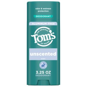 Tom’s of Maine Unscented Natural Deodorant for Women and Men, Aluminum Free, 3.25 oz