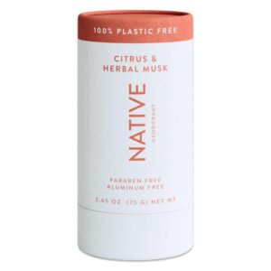 Native Plastic Free Deodorant Contains Naturally Derived Ingredients, 72 Hour Odor Control | Deodorant for Women and Men, Aluminum Free with Baking Soda, Coconut Oil and Shea Butter | Citrus & Herb