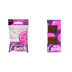 Goody 150 Count Ouchless Polybands and 48 Count Slideproof Bobby Pins Hair Accessory Bundle