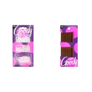 Goody 250 Count Clear Hair Ties and 48 Count Brown Bobby Pins Hair Accessories Bundle