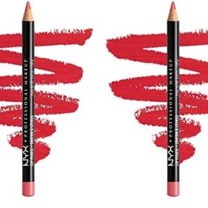 NYX PROFESSIONAL MAKEUP Slim Lip Pencil, Long-Lasting Creamy Lip Liner – Hot Red (Pack of 2)