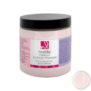 Nailite Omega – Professional Acrylic Powder for Nail Extension System> Extra Adhesion> Resistant> EMA Formula and Non-Yellowing Effect – Full Coverage Pink (8 Oz.) (8 Ounce)