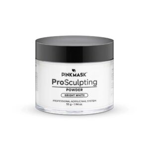 Pink Mask – Pro Sculpting Acrylic Nail Powder – Self-Leveling Formula for Bubble-Free Finish – 55 g / 1.94 oz – Bright White