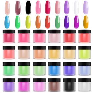Acrylic Powder> 24 Colors Acrylic Nail Art Tips UV Gel Powder Dust Design Decoration 3D Manicure