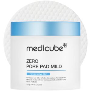 Medicube Zero Pore Pads Mild 2.0 (70 Pads) – Gentle Calming Toner Pads for Exfoliation, Minimizing Pores, and Blackhead Removal with PHA – Ideal for All Skin Types – Korean Skin Care