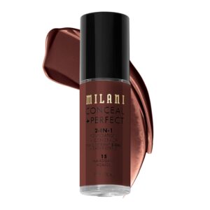 Milani Conceal + Perfect 2-in-1 Foundation + Concealer – Mahogany (1 Fl. Oz.) Cruelty-Free Liquid Foundation – Cover Under-Eye Circles, Blemishes & Skin Discoloration for a Flawless Complexion