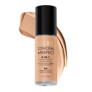 Milani Medium Beige Liquid Foundation Concealer – Flawless Complexion, Cruelty-Free, Covers Blemishes