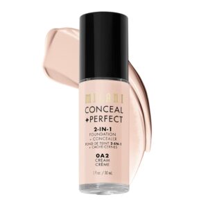 Milani Conceal + Perfect 2-in-1 Foundation + Concealer – Cream (1 Fl. Oz.) Liquid Foundation – Cover Under-Eye Circles, Blemishes & Skin Discoloration for a Flawless Complexion