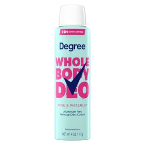 Degree Women Whole Body Deodorant Spray, Rose & Waterlily Scent, Aluminum Free 72H Odor Protection 4 oz