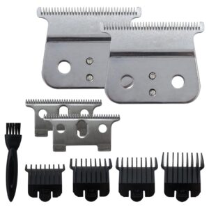 2 Pack T Blade for Andis T Outline-r Trimmer, for Andis GTX Trimmer, Replacement Blade for Andis #04710 and Andis #04521 (Silver Steel T Blade + Sliver Steel Blade)