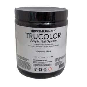 Premium Nail Acrylic Nails Trucolorpowder – 16oz/453g – Extreme Black