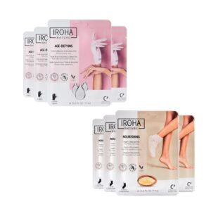 Anti-Aging Hand Mask (4 pairs) + Foot Mask with Argan Oil (4 Pairs) -Anti-Aging Hand Mask with Hyaluronic Acid and Bakuchiol & Sauna-Effect Nourishing Foot Care for Dry> Cracked Feet> Intensive Repair