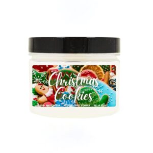 Body Dusting Powder for Women & Men Scented Christmas Cookies, Perfume Dusting Powder, Bath Powder with Fragrance & Essential Oils, Talc-Free 10oz Container with Lid, Made in USA