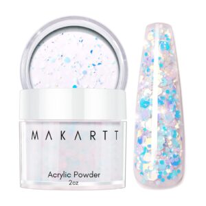 Makartt Glitter Acrylic Nail Powder kit 2oz Mixed Acrylic Powder For Nails Sparkle Nail Acrylic Powder>Geometry Clear Extension Carving Sticking Manicure Long-Lasting Blue Hexagon Glitter Ice Princess