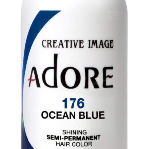 Adore Semi Permanent Hair Color – Vegan and Cruelty-Free Blue Hair Dye – 4 Fl Oz – 176 Ocean Blue (Pack of 2)