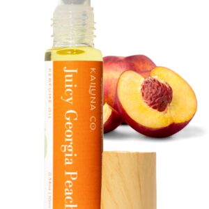Juicy Georgia Peach Delicious Natural Essential and Fragrance Oil Roll On with Organic Jojoba Oil, Small Batch, Made in California