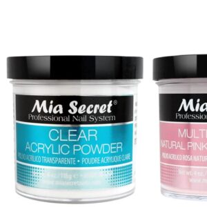 Mia Secret Liquid Monomer 8 oz> Clear + Natural Pink Powder 4 oz x 2> Advanced EMA Monomer> Non-Yellowing> Flexible> Salon-Quality Nails