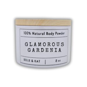 Body Dusting Powder for Men & Women – Scented Glamorous Gardenia (Gorgeous Type) – 8oz Container with Lid