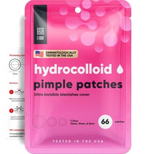 LE GUSHE Pimple Patches for Face (66 Dots) – Hydrocolloid Acne Patches for Face – Invisible Zit Stickers – Flatten Spots in 6-8 Hrs
