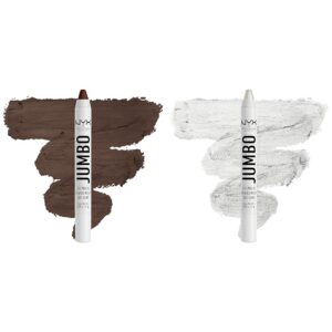 NYX PROFESSIONAL MAKEUP Jumbo Eye Pencil Blendable Eyeshadow Stick & Eyeliner Pencil Bundle – Frappe (Chocolate Brown) & Cottage Cheese
