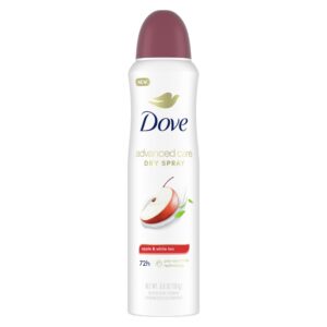 Dove Advanced Care Antiperspirant Deodorant Spray Apple & White Tea to help skin barrier repair by boosting skin’s ceramide levels 72-hour odor and sweat protection 3.8 oz