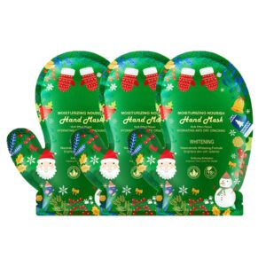 Naolve 3Pairs Christmas Nicotinamide Moisturizing Hand Mask Gifts Set> Travel Size for Women and Girls> Christmas Hand Mask for Dry Cracked Hand (Hand Size)