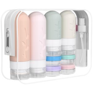 DEPOZA 16 Pack Travel Bottles Set – TSA Approved Leak Proof Silicone Squeezable Containers for Toiletries, Conditioner, Shampoo, Lotion & Body Wash Accessories (16 pcs/P1 Pack)
