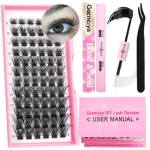 DIY Lash Extension Kit 8-16MM Clusters Eyelash Extension Kit Lashes Clusters with Waterproof Lash Bond and Seal Glue and Individual Eyelash Tweezers DIY at Home for Beginners