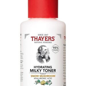 Thayers Milky Hydrating Face Toner with Snow Mushroom, Hyaluronic Acid and Elderflower, Dermatologist Recommended Gentle Alcohol Free Facial Skincare for Dry and Sensitive Skin, Paraben Free, 3 FL oz
