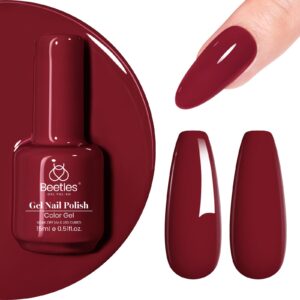 Beetles Red Gel Polish, Burgundy Red Fall Color Gel Nail Polish Soak Off UV Lamp Wine Red Gel Nail Polish, Home Salon DIY Design Art Manicure Gift for Women, 1Pcs 15ml